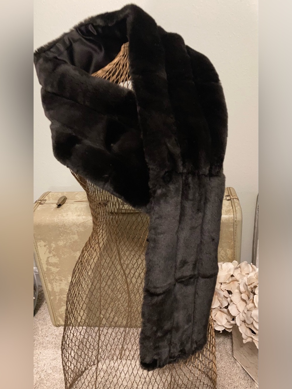Collection XIIX Ltd Faux Fur Scarf Chocolate Brown
